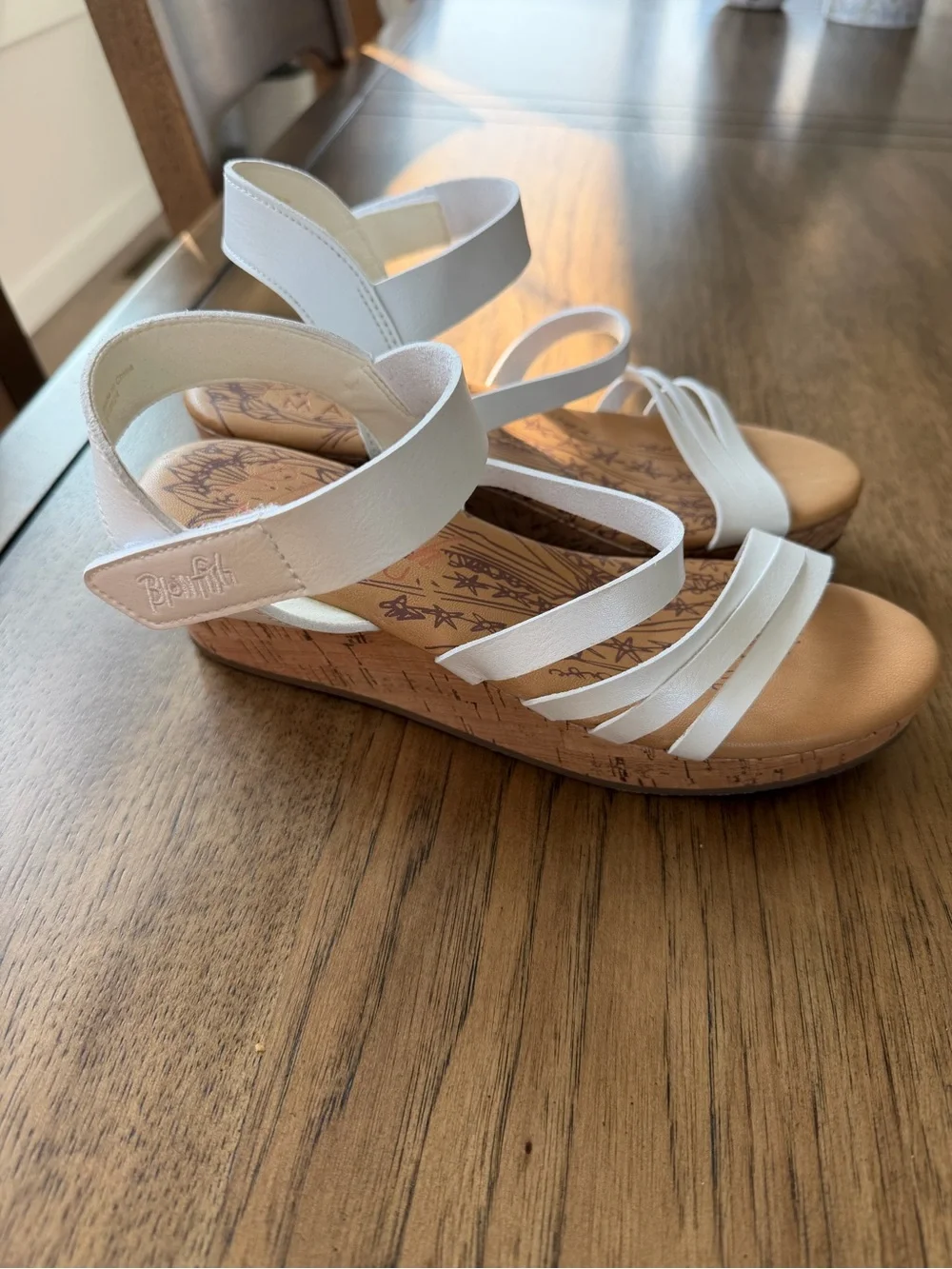 Blowfish White Strappy Wedge Sandals